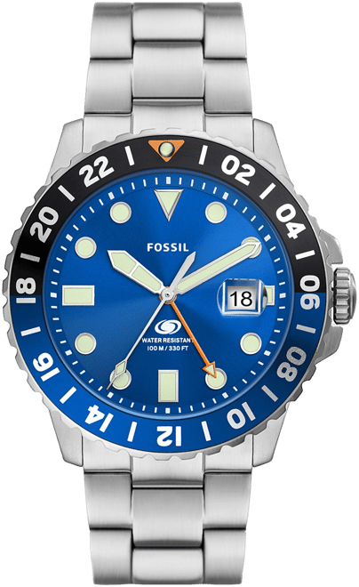 Men's  Blue Gmt Stainless Steel Watch, 46mm