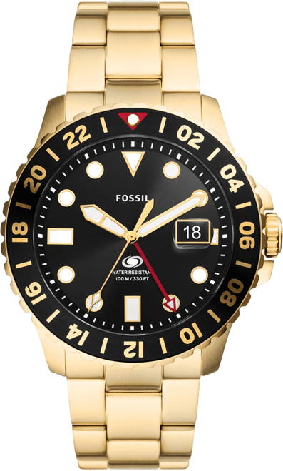 Men's  Blue Gmt Gold Tone Stainless Steel Watch, 46mm