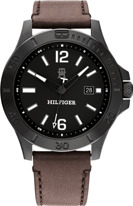 Tommy Hilfiger Men's Brown Leather Strap Watch 46mm  Tommy hilfiger watches,  Brown leather strap watch, Stainless steel bracelet men