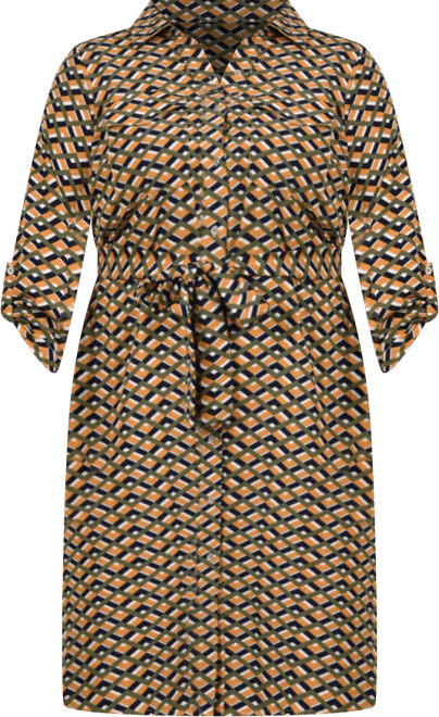 Plus Size Printed Shirt Dress