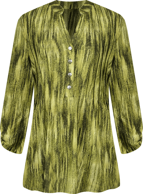 Women's 3/4 Roll Tab Sleeve Y-neck Top