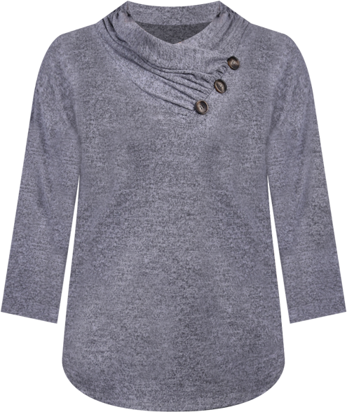 Women's 3/4 Sleeve Crossover Cowl Neck Top