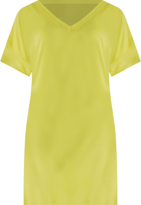 Solid Color Loose Fit V Neck T Shirt Style Women's Knee Length Dress