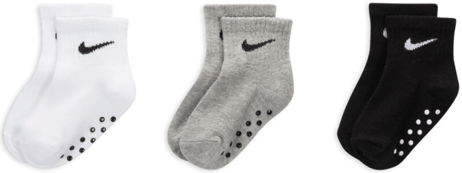 Nike Calcetines al tobillo Swoosh con antideslizante infantiles (3 pares)