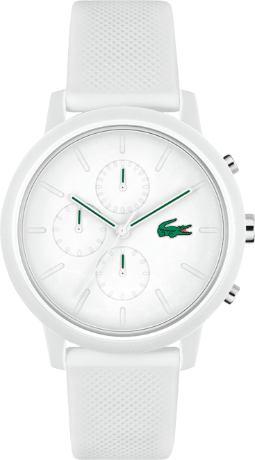 Lacoste Men\'s L 12.12. 43mm Macy\'s Silicone Strap Chrono White - Watch