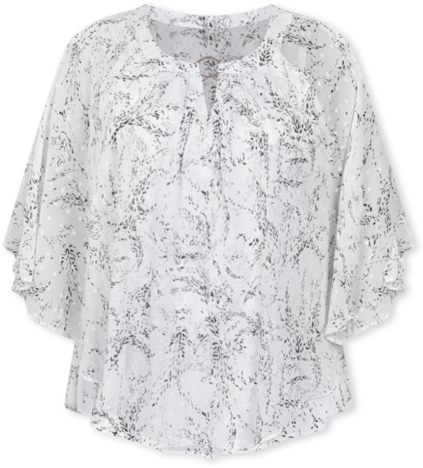 Plus Size Chiffon Poncho Top with Ring