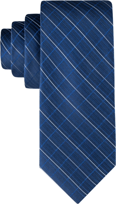 XL Length Navy Blue Tie with Checks 