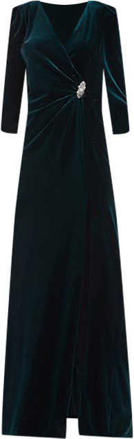 Women's R&M Richards Split Velvet Evening Gown, Size: 16, Dark