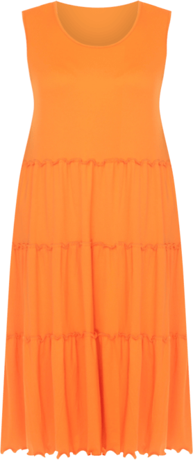 Plus Size Scoop Neck Tiered Midi Dress