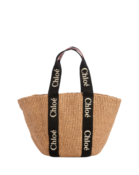 トートバッグ CHLOE Blue Fabric Large Woody Shopping Bag Chloé Large Woody Tote Bag In Natural Fibers | Chloé US