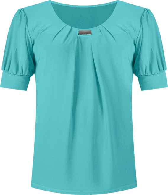 Women's Short Balloon Sleeve Top with Hardware