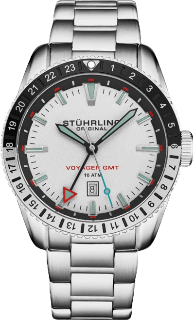 Voyager 4017 Men s Gmt Diver Watch – Swiss Quartz Movement, 49mm Case, Rotating Bezel, Stainless Steel Bracelet