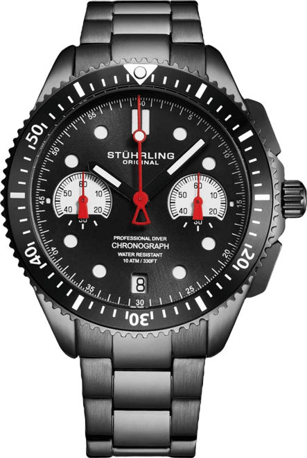 Men's Monaco Black Stainless Steel, Black Dial, 47mm Round Watch