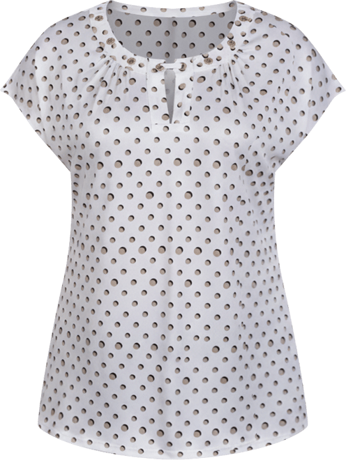 Petite Grommet Neck Knit Short Extended Sleeve Top