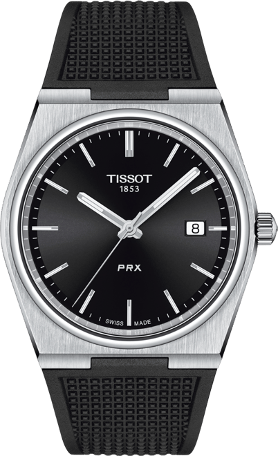 Tissot Men's Swiss PRX Black Rubber Strap Watch 40mm - Macy's