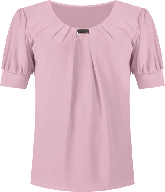 Women's Short Balloon Sleeve Top with Hardware