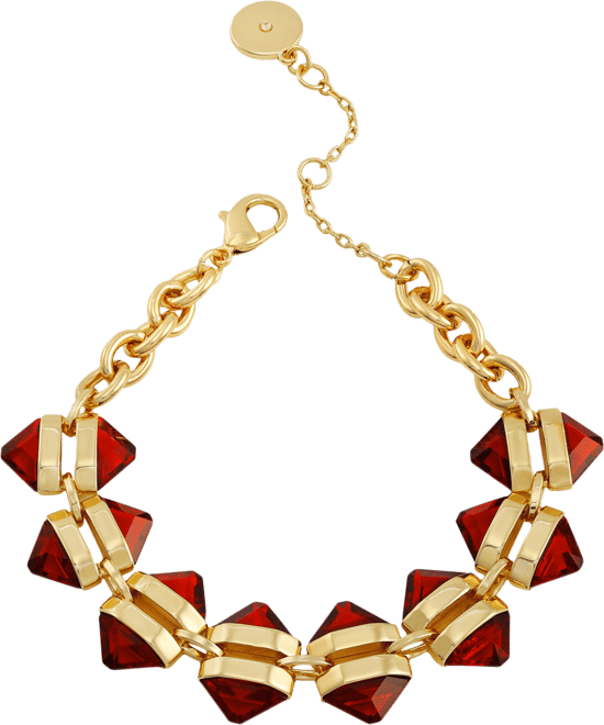 Imitation Red Siam Epoxy Gold-Tone Cable Chain Bracelet