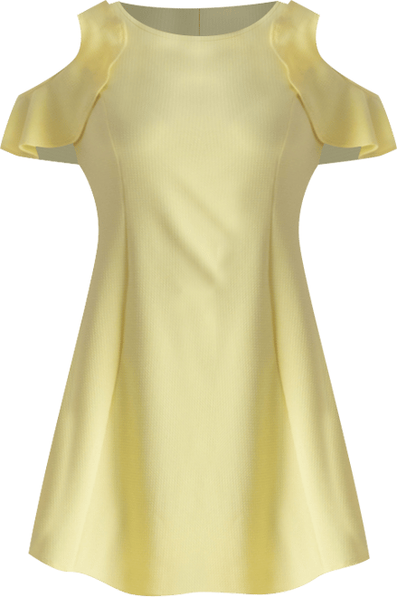 Ruffle Cold Shoulder a Line Knee Length Dress