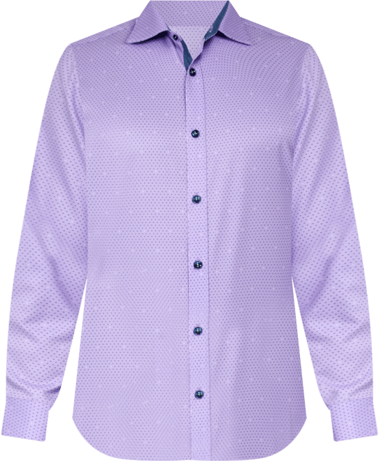 Men's Regular-Fit Non-Iron Dot Print Performance Stretch Dress Shirt