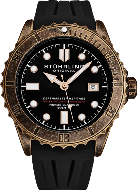 Men s Depthmaster Heritage 1003 44mm Swiss Automatic Diver Watch, Copper-Tone Bezel, Exhibition Caseback, Silicone Strap, 200M Wr