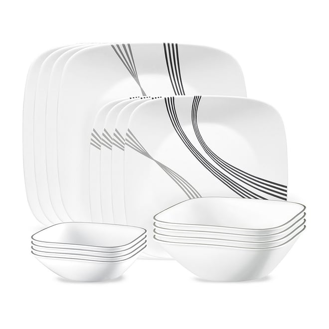 Square glass 2024 dinnerware set