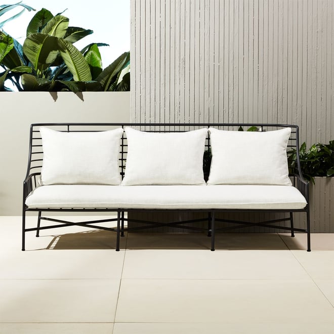 Breton Black Metal Outdoor Sofa Reviews CB2 Canada