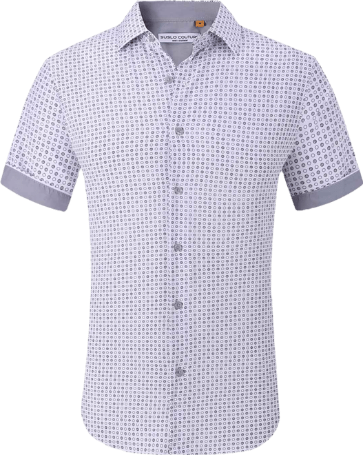 Men's Slim-Fit Geo-Print Performance Shirt