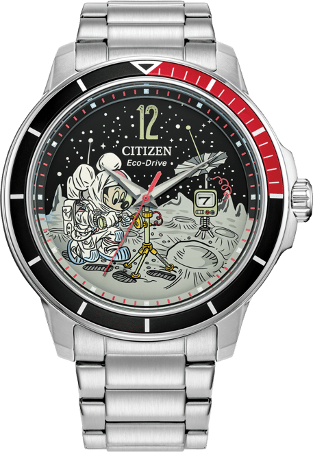 Eco-Drive Men's Mickey Mouse Astronaut Stainless Steel Bracelet Watch 42mm