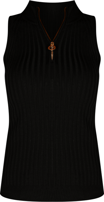 Black Label Women's Sleeveless Quarter-Zip Sweater