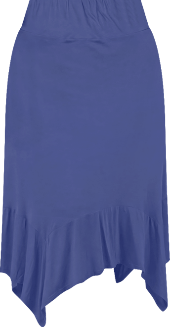 Solid Color Knee Length Elastic Waist Handkerchief Skirt