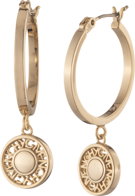 Givenchy Gold-Tone Logo Coin Charm Hoop Earrings - Macy's