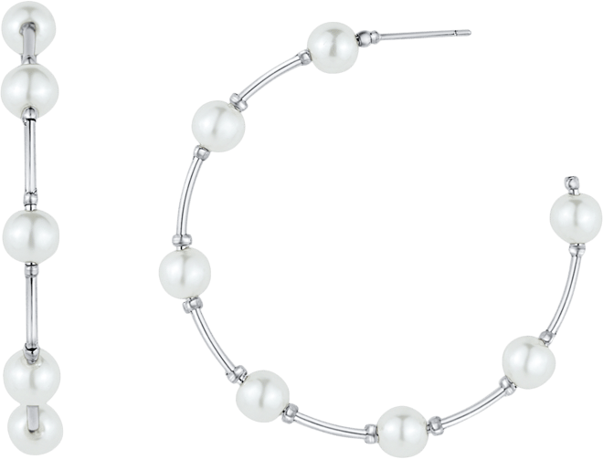 Imitation Pearl C Hoop Earring