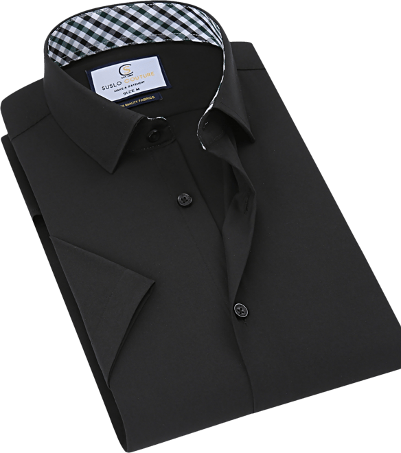 Men's Slim Fit Performance Short Sleeves Solid Button Down Shirt