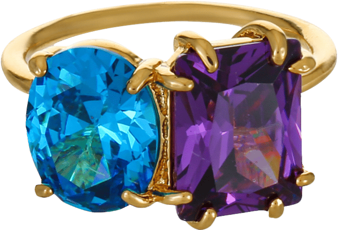 18K Gold Plated Brass Multi Stone Cubic Zirconia Ring