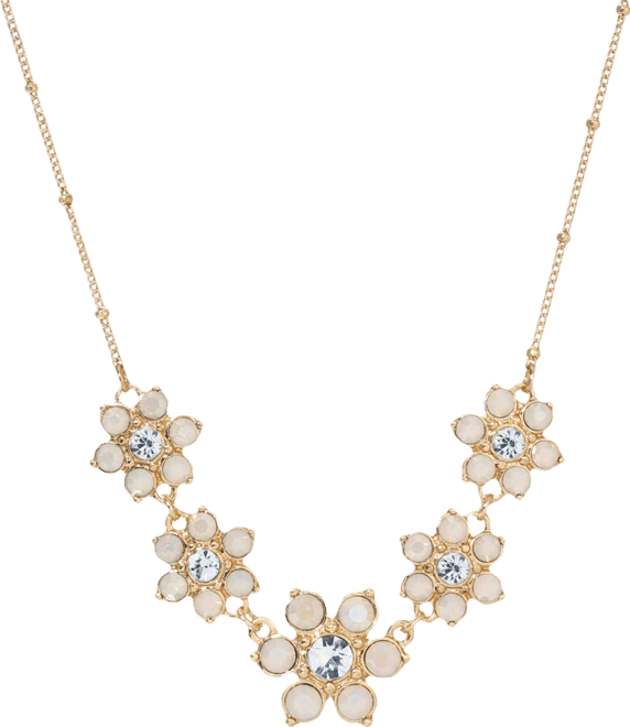 Glass Crystal Flower Collar Necklace