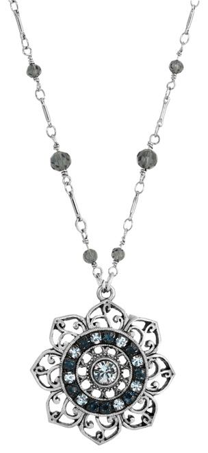 Crystal Blue Flower Necklace