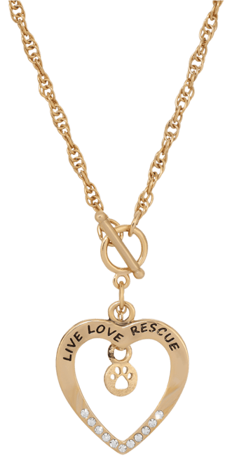 Crystal Live Love Rescue Heart Necklace