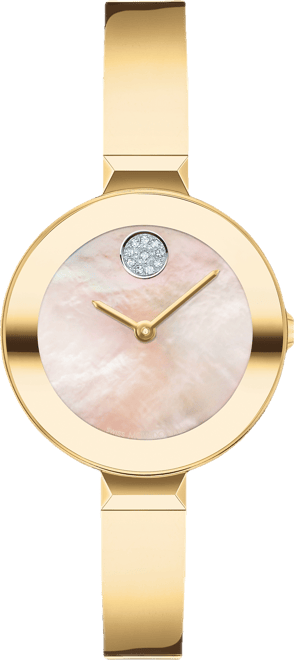 Women's Bold Bangles Swiss Quartz Ionic Plated Gold-Tone Steel Watch 28mm