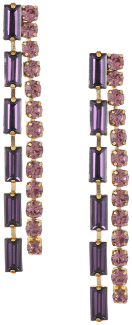 18K Gold Plated Baquette Linear Earrings