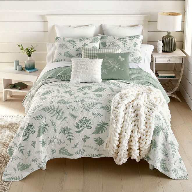 Your Lifestyle By Donna Sharp Botanical Hypoallergenic Quilt Set, Color:  White Sage - JCPenney