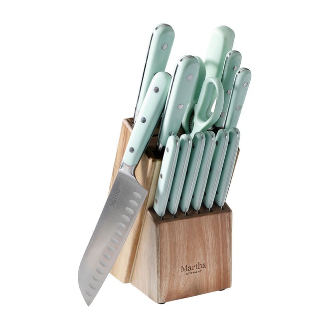 Martha Stewart Stainless Steel 9 Piece Knife Set w/Block Pastels