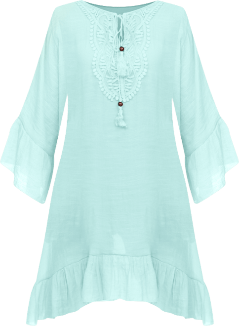 Women's Sheer Crochet Knee Length Cover Up Dress