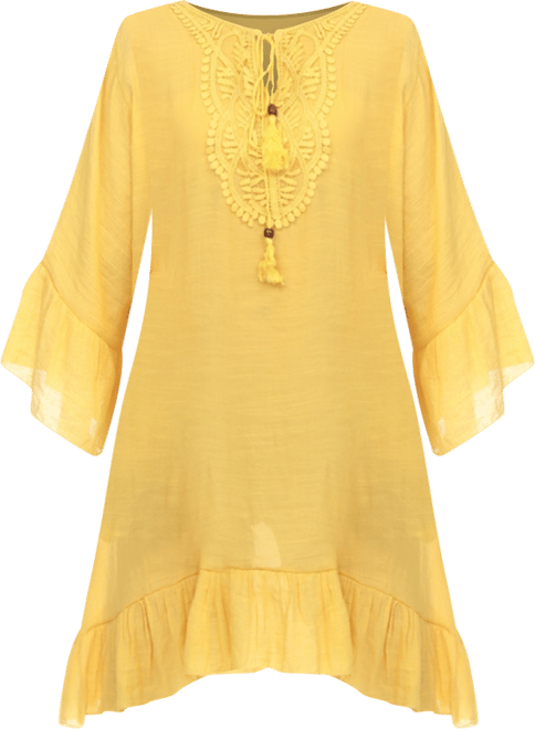 Women's Sheer Crochet Knee Length Cover Up Dress