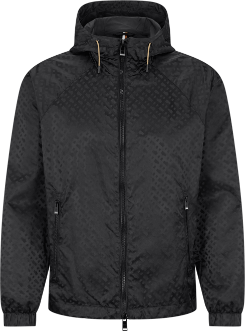 BOSS - Water-repellent hooded jacket with monogram jacquard