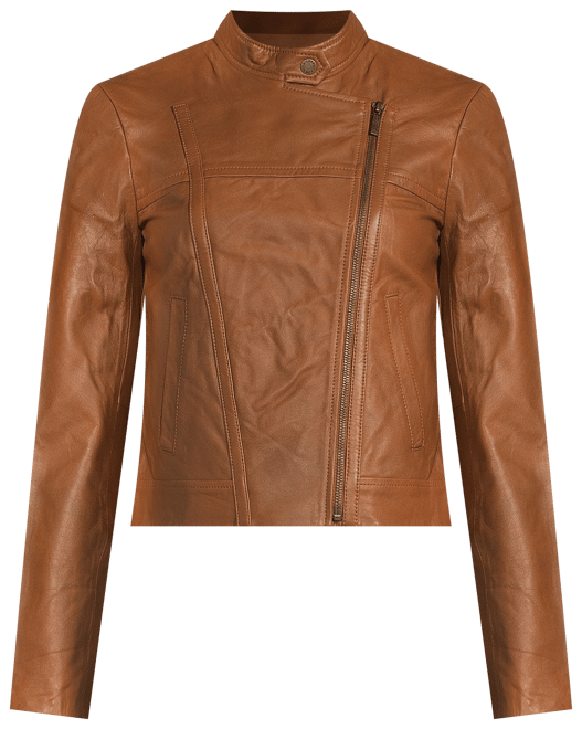 MICHAEL Michael Kors Plus Size Genuine Leather Long Sleeve Moto