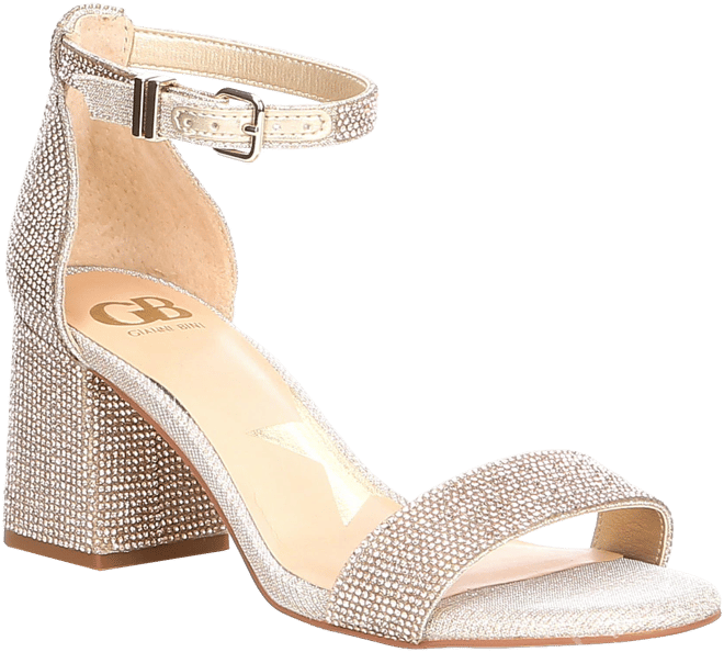 GB Bling-Out Rhinestone Embellished Family Matching Ankle Strap Block Heel  Sandals