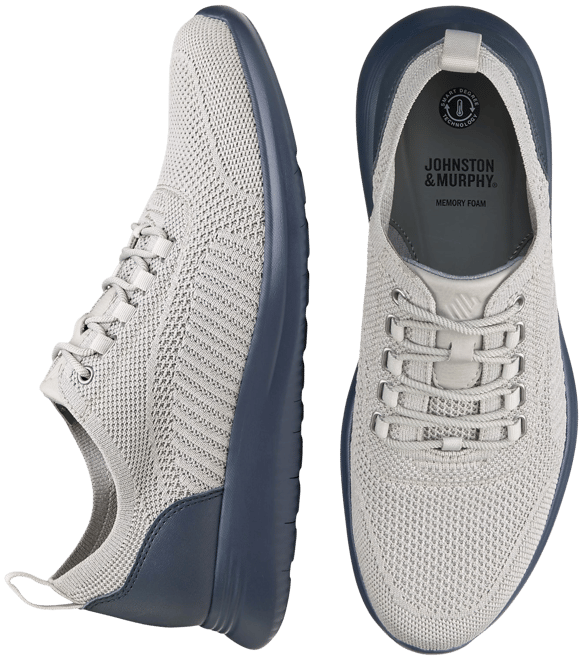 Johnston & Murphy Amherst U-Throat Knit Sneaker, Light Gray & Navy