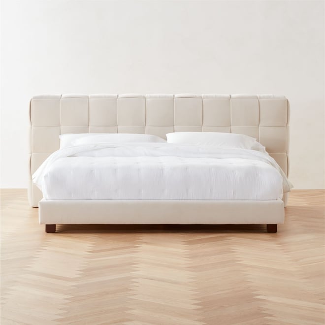 Queen size deals white upholstered headboard