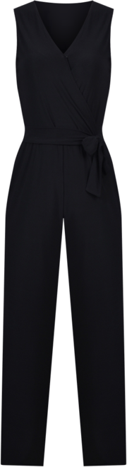 Petite Short Sleeveless Belted Jumpsuit