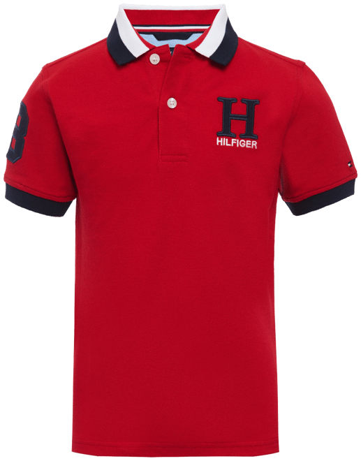 Big Boys Striped Collar Embroidered Matt Polo